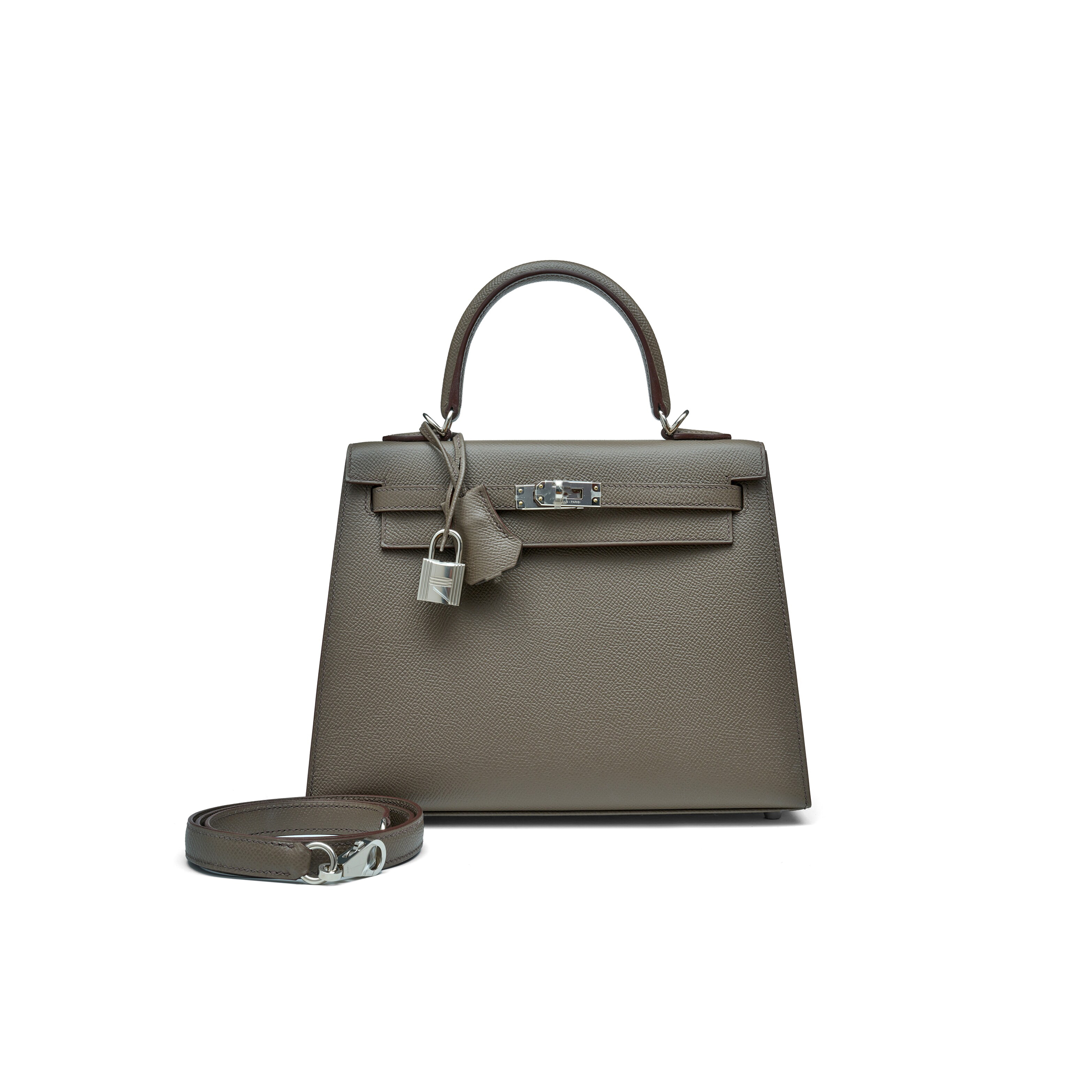 H**mes gris tourterelle epsom kelly 25 sellier palladium hardware (25*17*7cm)